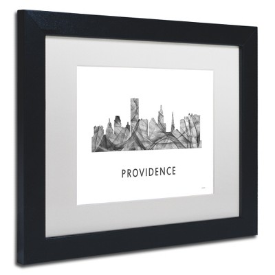 Trademark Fine Art -Marlene Watson 'Providence RI Skyline WB-BW' Matted Framed Art