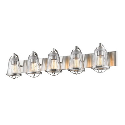 5 Light Bath Sconce with Clear Seedy Glass Brushed Nickel - Aurora Lighting