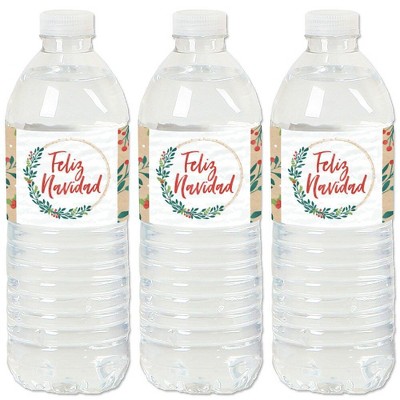 Big Dot of Happiness Feliz Navidad - Holiday and Spanish Christmas Party Water Bottle Sticker Labels - Set of 20