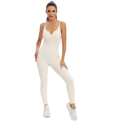 DOMETOUR Sport Jumpsuits for Women Tummy Control Ribbed Unitard One Piece