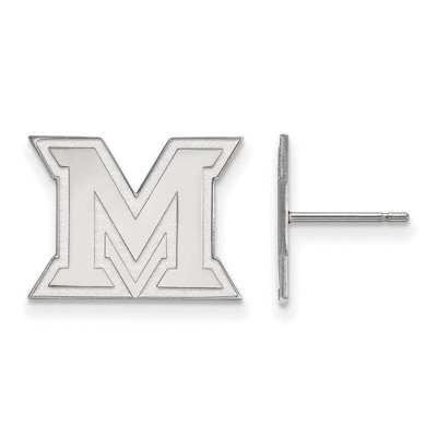 Black Bow Jewelry 10k White Gold Miami Redhawks NCAA Post Earrings
