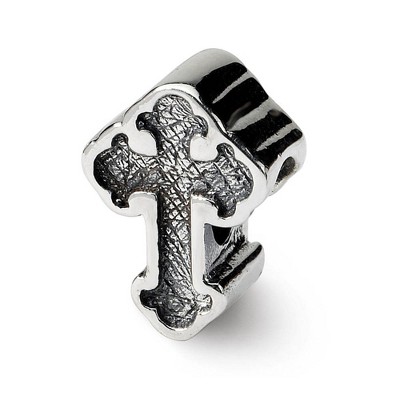 Black Bow Jewelry Sterling Silver Budded Cross Bead Charm