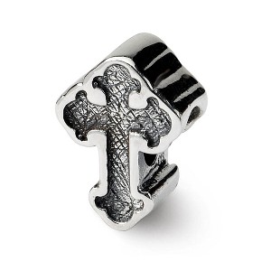 Black Bow Jewelry Sterling Silver Budded Cross Bead Charm - 1 of 3