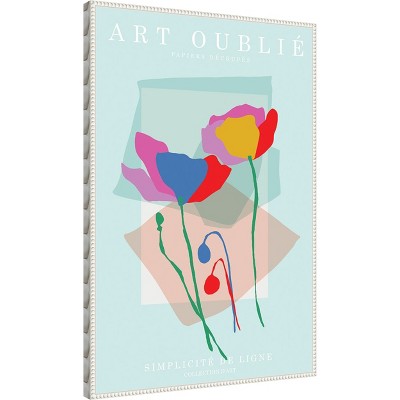 Beaded White Framed Abstract Floral Canvas Wall Art