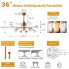 Ludomide 9-Light Vintage Globe Crystal Ceiling Fan With Light And Remote Control, Brass Gold Sputnik Crystal Chandelier Fan - 3 of 4