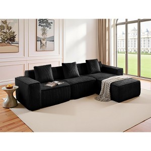L-shaped corduroy modular sofa with free combination and boneless - 1 of 4