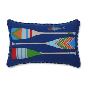 Lake Life Oars Accent Pillow Blue - Pillow Perfect: UV & Weather-Resistant, Nautical Lumbar - 1 of 4