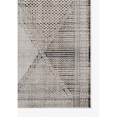 Geometric Black and Ivory Rectangular Synthetic Area Rug