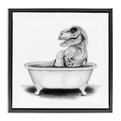Stupell Industries Funny T-Rex Bathtub Washroom, 25" x 25"