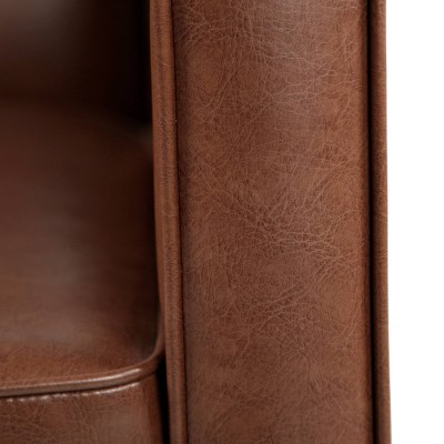 Cognac Brown Faux Leather Mid-Century Modern Recliner