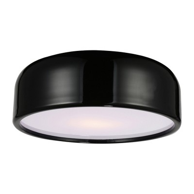 CWI Lighting Campton 3 Light Drum Shade Flush Mount With Black Finish