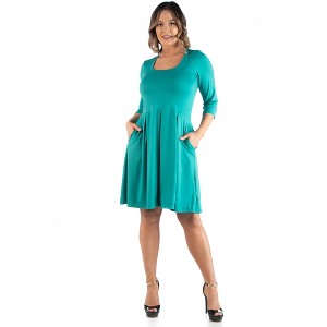 Plus Size Fit and Flare Dress - 24seven Comfort Apparel™ - 1 of 4