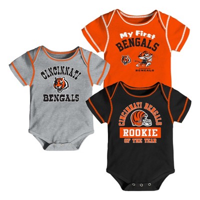 NFL Cincinnati Bengals Boys' Newest Fan 3pk Bodysuit Set 18 M