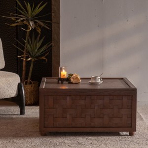 Large Square Wood Farmhouse Coffee Table with Hidden Storage for Living Room, Bedroom, or Office - 1 of 4