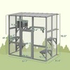 Catio Outdoor Cat Enclosure, Window Box Wooden Cat House with Bridge Platforms - 3 of 4