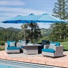 DOMETOUR 15x9ft Large Outdoor Double-Sided Patio Umbrella with Light and Base, Rectangular Twin Market Umbrella, Blue - 2 of 4