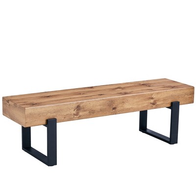 Dexmalle 59"Farmhouse Natural Wood Dining Bench,Put Shoes,Entryway