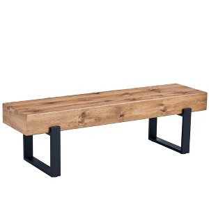 Dexmalle 59"Farmhouse Natural Wood Dining Bench,Put Shoes,Entryway - 1 of 4