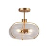 LNC Riccandim 3-Light 12" Modern Drum Flush Mounts Light, Gold with Clear Glass - 4 of 4