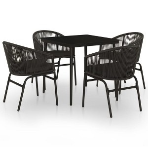 vidaXL Patio Dining Set Outdoor Garden Seat - 5 Piece Black 31.5" Table Length - 1 of 4