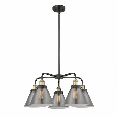 Cone - 5 Light Stem Hung Chandelier In Art Deco Style-15 Inches Tall and 25.75 Inches Wide