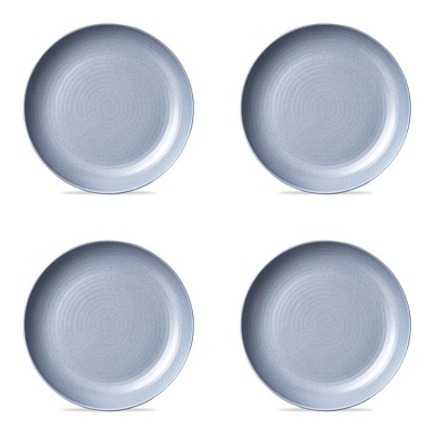TAG Set 4 Light Blue Melamine Plastic Dinner Plate Dishwasher Safe Indoor/Outdoor 11x11 inch