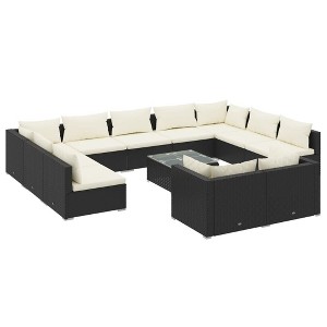 vidaXL Garden Lounge Set Black and Cream - 1 of 4