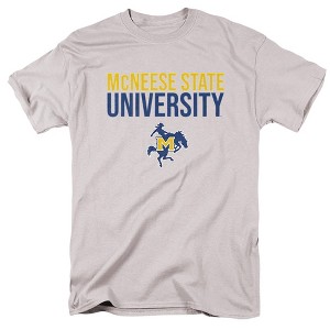 McNeese State University Official Stacked Adult T Shirt, Athletic Heather - 1 of 4