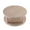 Sapphtopaz Traditional Round Coffee Table Large Curved Table with Shelf Wheels 2 Tier Center Table for Living Room - 2 of 4