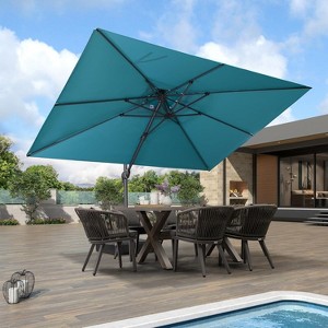 PURPLE LEAF Patio Umbrella with Base Outdoor Rectangle Large Cantilever Umbrella Heavy Duty Outdoor Market Umbrella for Garden Deck Backyard Pool - 1 of 4
