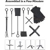 attop 5-Pieces Indoor Outdoor Sturdy Fire Place Poker Sets with Retro Handle and Heat Resistant Leather Gloves - 2 of 4