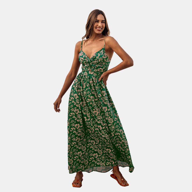 Women's Floral Print Knotted V-Neck Maxi Dress - Cupshe, 1 of 8