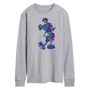 Men's - Disney - Mickey Mouse Patterened Silhouette Long Sleeve Graphic T-Shirt - 1 of 4