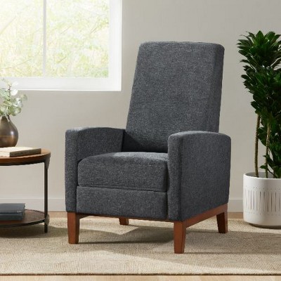 Modern Push-Back Recliner Chair, Upholstered Sofa Chair, Armchair with Rubberwood Legs, Wingback Accent Stools -Christopher Knight Home