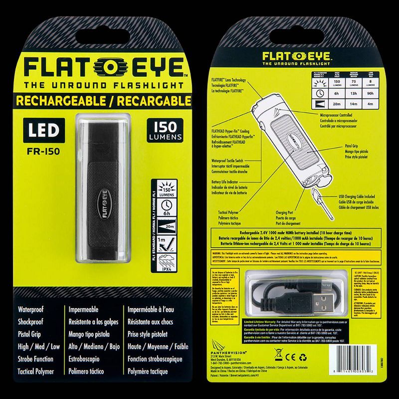 FLATEYE FR-150 LED Rechargeable Mini Flashlight - Black, 4 of 5