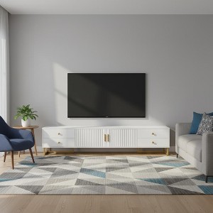 Homy Casa White TV Console with 4 Drawers and Cabinet Storage for Living Room, Fits TVs up to 70 Inch - 1 of 4