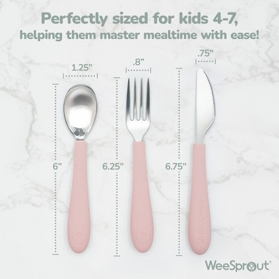 Kids Matte Pink and Off White Stainless Steel Utensils Set