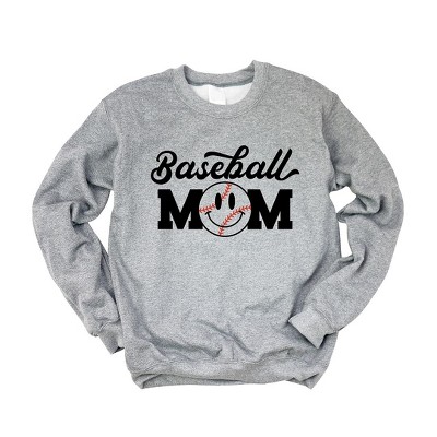 Simply Sage Market Women's Graphic Sweatshirt Baseball Mom Smiley Face Heart