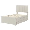Luxystar Linen Upholstered Platform Bed with Trundle and 3 Drawers for Living Room - 3 of 4