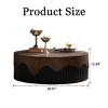 Round Wooden Pedestal Coffee Table,30.31''/38.97'' Handcrafted Relief Modern Accent Table for Living Room-Baofuwish - 4 of 4