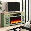 Festivo Farmhouse 70" TV Stand for TVs up to 80" with Fireplace Green - 2 of 4