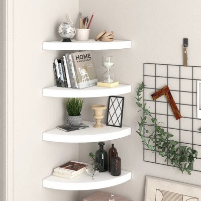 VidaXL Floating Corner Shelves 4 pcs White 13.8 inches x13.8 inches x1.5 inches  MDF