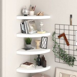 VidaXL Floating Corner Shelves 4 pcs White 13.8 inches x13.8 inches x1.5 inches  MDF - 1 of 4