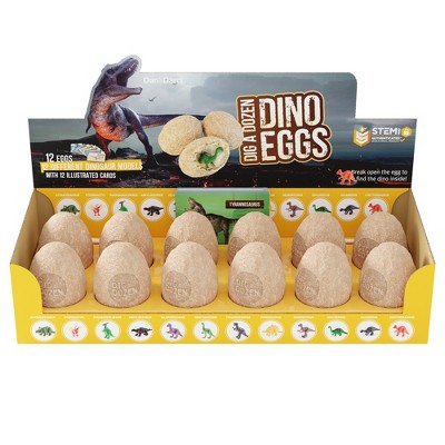 Dan&Darci Dig a Dozen Dino Eggs Kit – 12 Unique Dinosaur Models with Excavation Tools, Brushes, and Learning Cards – STEM Authenticated