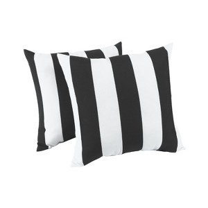 FONTOI 2 Pack Decorative Bed Pillow with Strpie, Waterproof & Fade-Resistant Square Pillows for Bed Couch Sofa, Black&White, 18"*5"*18" - 1 of 4