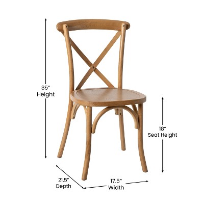 Light Brown Elm Wood Cross Back Dining Chair
