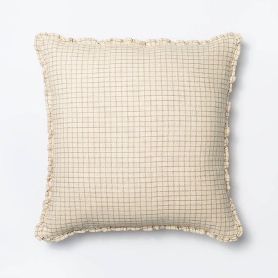 Oversized Mini Windowpane Square Throw Pillow Cream/Taupe - Threshold™ designed with Studio McGee