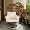 360° Swivel Oversized Egg Chair, PE Rattan Patio Lounge Chair with Plush Cushion, Steel Frame & Metal Base, Waterproof Wicker Basket Design - 2 of 4