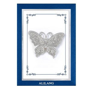 Anna-Kaci Clear Silver Butterfly Crystal Rhinestone Brooch Pin with Family or Friend Gift Message Card & Envelope Jewelry Gifts - 1 of 4