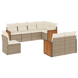 vidaXL Garden Sofa Set Beige PE Rattan Large Modular Garden Sofa Set - 1 of 4